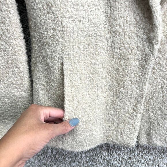 Eileen Fisher Jacket Women’s S Wheat Airy Boucle Italian Wool Shawl Collar Long - Picture 5 of 10